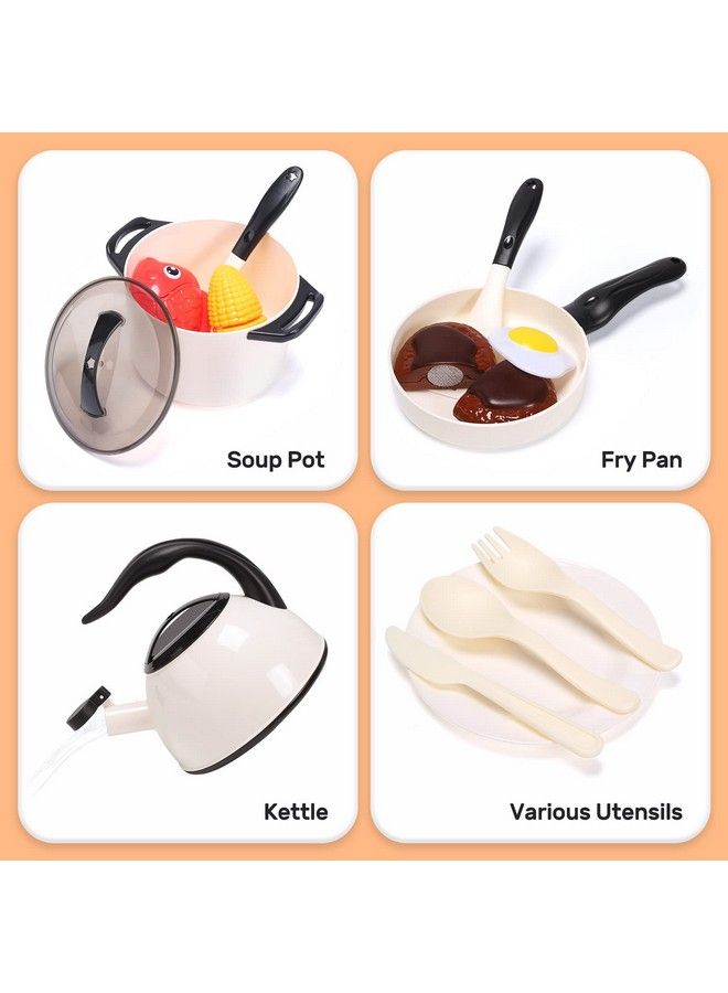 Cute Stone Play Kitchen Accessories Toy Play Food Sets For Kids Kitchen Toddler Kitchen Set For Kids With Play Pots Pans Kids Kitchen Playset Play Kitchen Toys For Girls Boys - Image 3