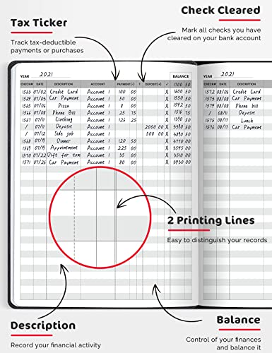 Molekaus Accounting Ledger Book Check Registers for Personal Checkbook Register for Personal or Business, Large Size Hardcover Registers Log to Track Payments, Deposits & Finances Transaction Black - Image 5