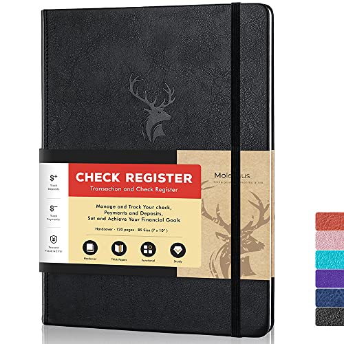 Molekaus Accounting Ledger Book Check Registers for Personal Checkbook Register for Personal or Business, Large Size Hardcover Registers Log to Track Payments, Deposits & Finances Transaction Black - Image 1