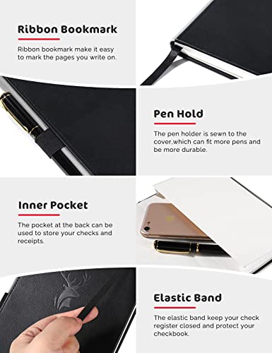Molekaus Accounting Ledger Book Check Registers for Personal Checkbook Register for Personal or Business, Large Size Hardcover Registers Log to Track Payments, Deposits & Finances Transaction Black - Image 3