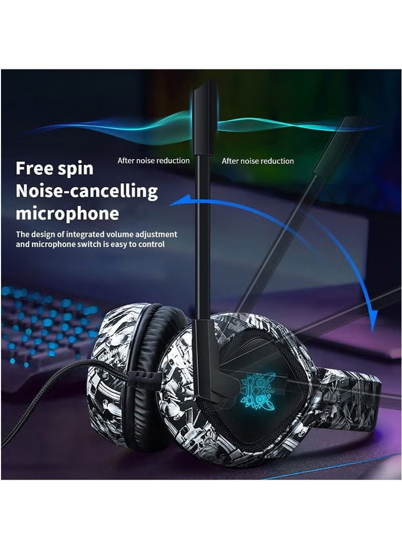onikuma Onikuma K19 Wired Gaming Headset with Noise-Cancelling Microphone – Stereo Over-Ear Headphones – Compatible with PS4, PS5, Xbox Series X, Switch, PC  - Image 4