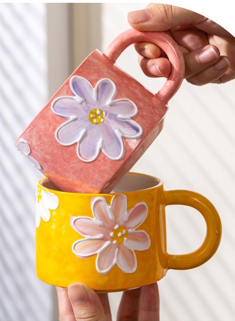 Coffee Ceramic Mug, Multifunction Hand Painted Cup for Juice, Milk & Oatmeal, for Office and Home, Oven, Dishwasher and Microwave Safe, 300ml (Yellow) - Image 5