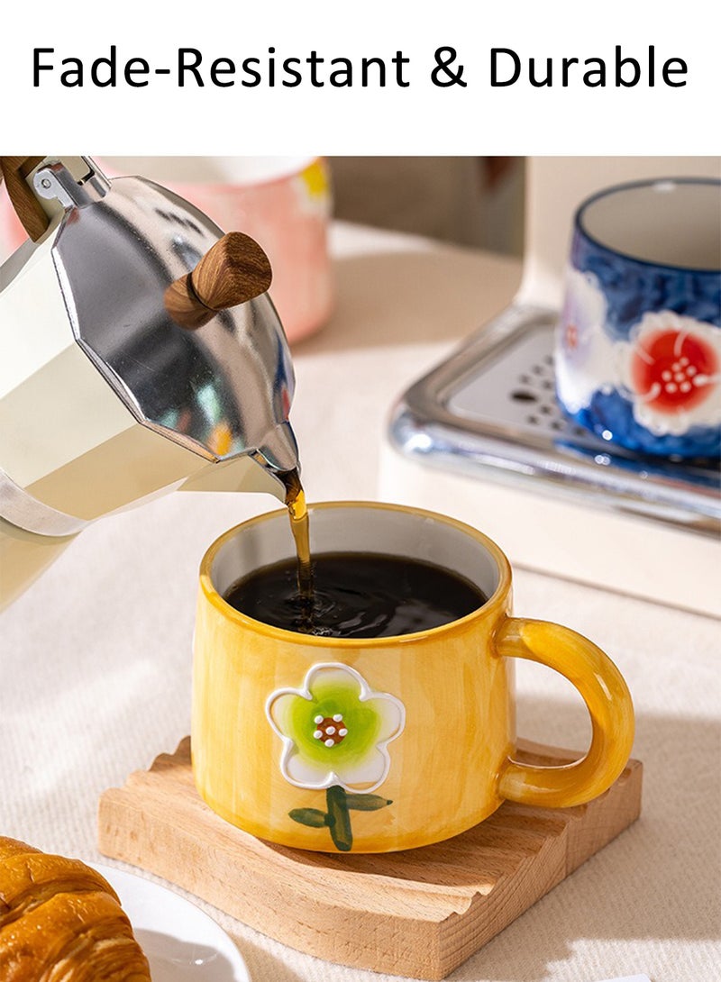 Coffee Ceramic Mug, Multifunction Hand Painted Cup for Juice, Milk & Oatmeal, for Office and Home, Oven, Dishwasher and Microwave Safe, 300ml (Yellow) - Image 4