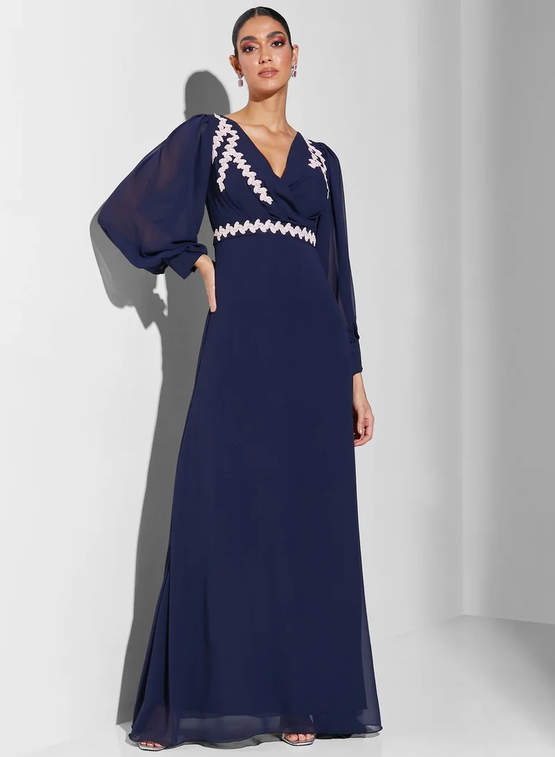 RVVIVA V-Neck Embroidered Dress