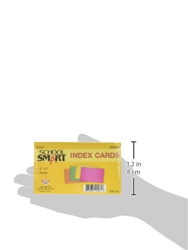 School Smart بطاقات فهرسة ثقيلة الوزن - 3 × 5 بوصات - عبوة من 100 - ألوان نيون متنوعة - 088849 - Image 3