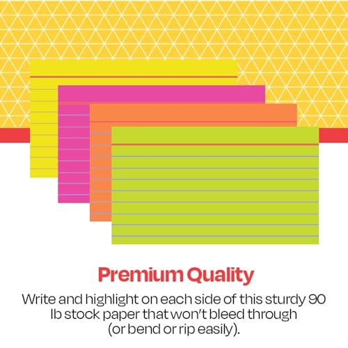 School Smart بطاقات فهرسة ثقيلة الوزن - 3 × 5 بوصات - عبوة من 100 - ألوان نيون متنوعة - 088849 - Image 2