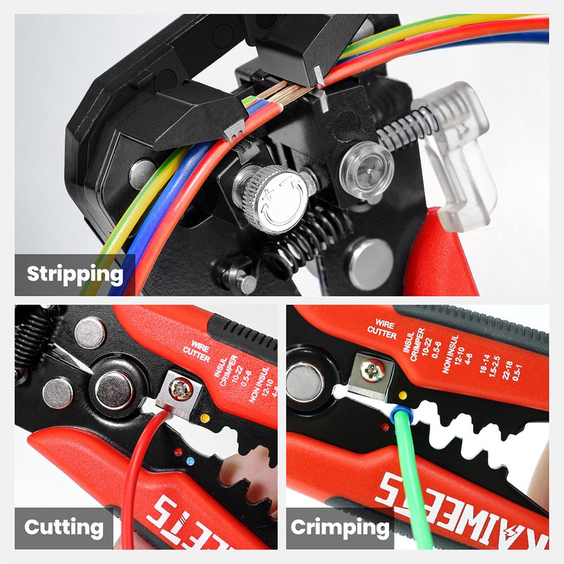 KAIWEETS Self Adjusting Wire Stripper - 3 in 1 Heavy Duty Automatic Wire Stripping Tool | 10-24 AWG Wire Cutter for Electrical Cable Cutting, Crimping Tool - Image 5