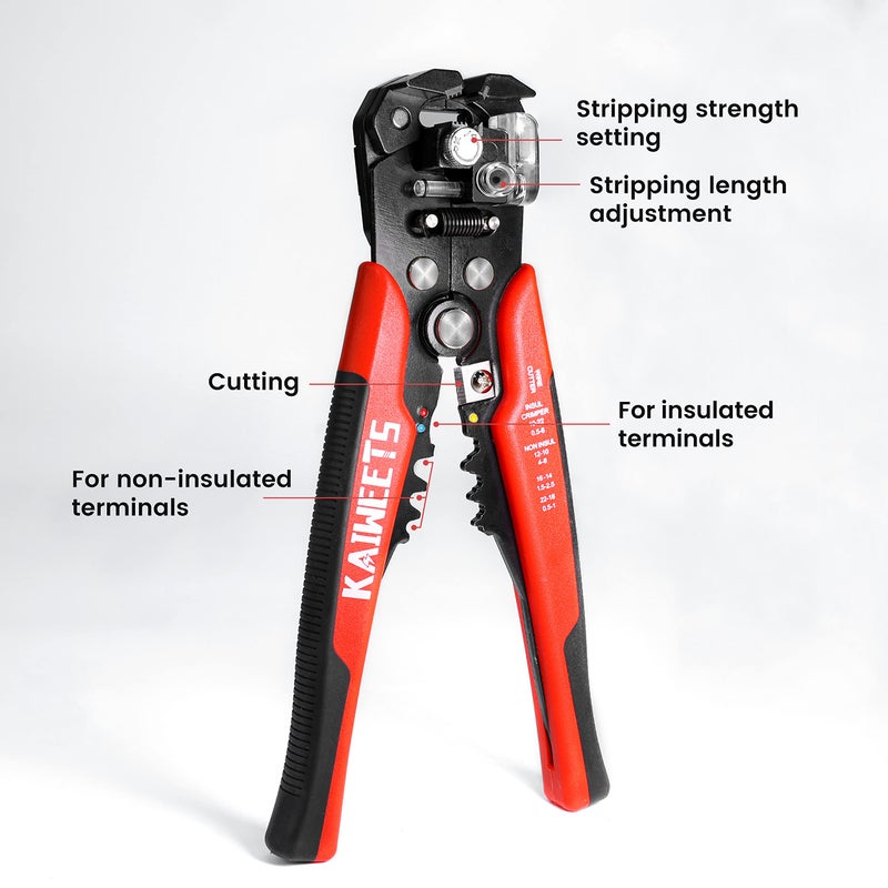 KAIWEETS Self Adjusting Wire Stripper - 3 in 1 Heavy Duty Automatic Wire Stripping Tool | 10-24 AWG Wire Cutter for Electrical Cable Cutting, Crimping Tool - Image 2