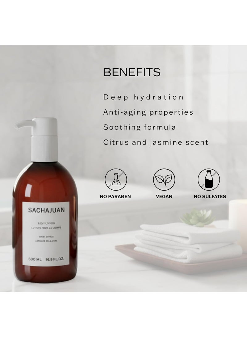 Sachajuan Body Lotion Shiny Citrus 500ml – Lightweight Hydration for Dry Body Skin, Shea Butter & Lemon, Non-Greasy Moisture for Flakiness Relief 500ml - Image 4