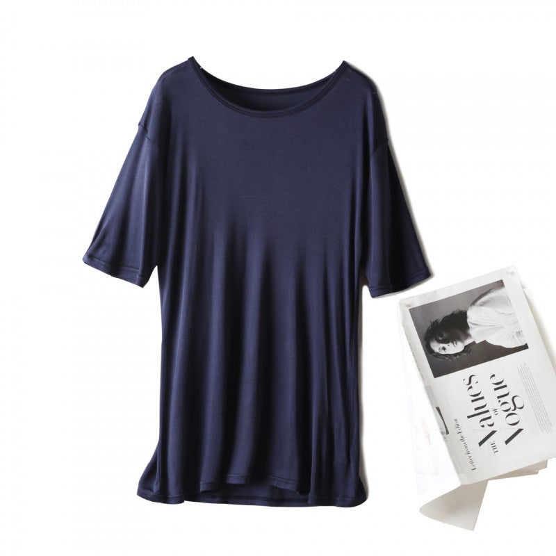 Yuyue Silk Short-Sleeved T-Shirt Men'S Summer Thin Loose Breathable Mulberry Silk Crewneck T-Shirt - Image 1