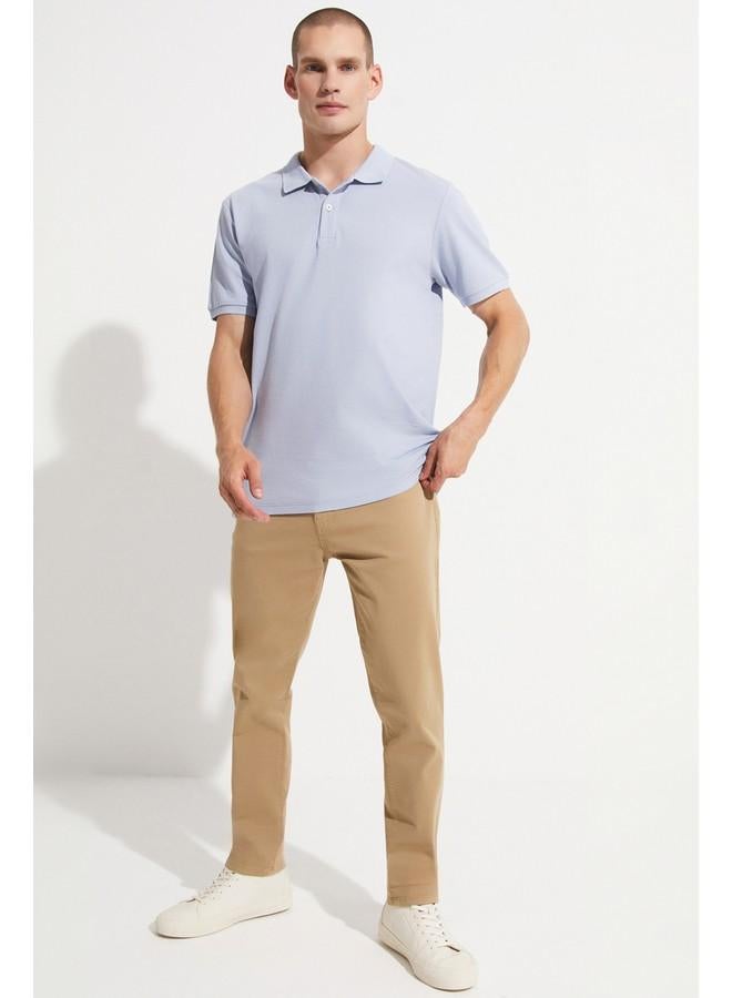 جون تيشيرت بولو رجالي قطن 100% بقصة عادية - أزرق جليدي - Image 5