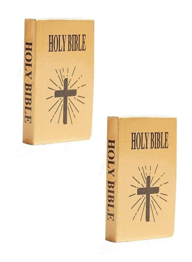 WLngtv 2 Pieces Brown Miniature Bible Books for Dollhouse, Mini Bible Pocket Book 1/12 Dollhouse Miniature Book Bookshelf Bedroom Library Accessories Dollhouse Accessories Furniture - Image 1