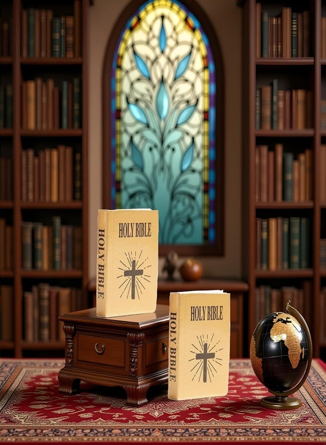 WLngtv 2 Pieces Brown Miniature Bible Books for Dollhouse, Mini Bible Pocket Book 1/12 Dollhouse Miniature Book Bookshelf Bedroom Library Accessories Dollhouse Accessories Furniture - Image 5