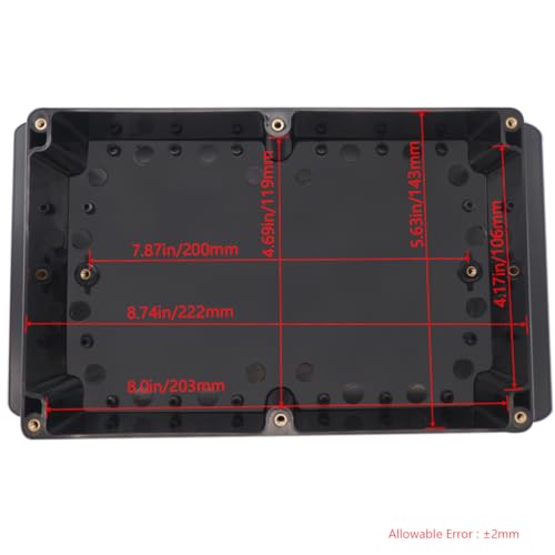 Otdorpatio Project Box ABS Plastic Black Electrical Boxes IP65 Waterproof DIY Electronic Junction Box Power Enclosure with Fixed Ear 9.1x5.9x3.4inch (230x150x87 mm) - Image 3