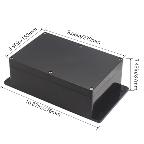 Otdorpatio Project Box ABS Plastic Black Electrical Boxes IP65 Waterproof DIY Electronic Junction Box Power Enclosure with Fixed Ear 9.1x5.9x3.4inch (230x150x87 mm) - Image 2