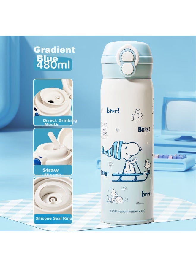 Snoopy Children'S Insulated Cup, For Elementary School Students, Specialized Water Bottle For School, 316 Stainless Steel, Portable With Straw, For Boys And Girls