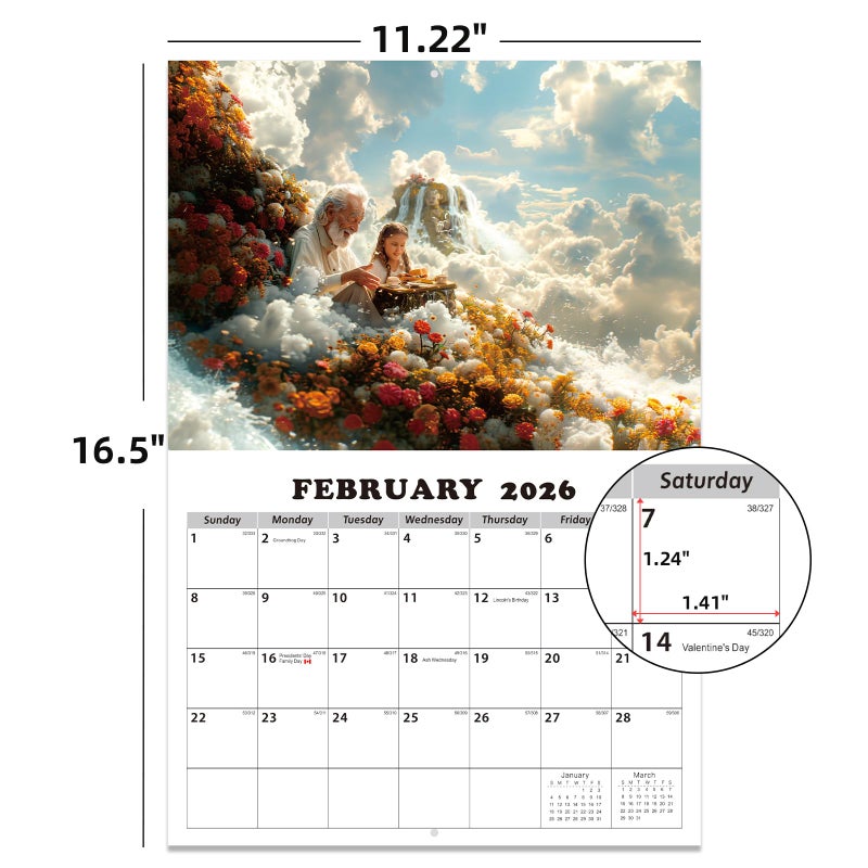 Dayvorax 2026 Wall Calendar - Monthly Calendar 2026-2027, Jan 2026 - Jan 2027, 11" x 16.5", Large Wall Calendar with Thick Paper, Large Blocks, Home or Office Calendar, Magic Fairy - Image 3