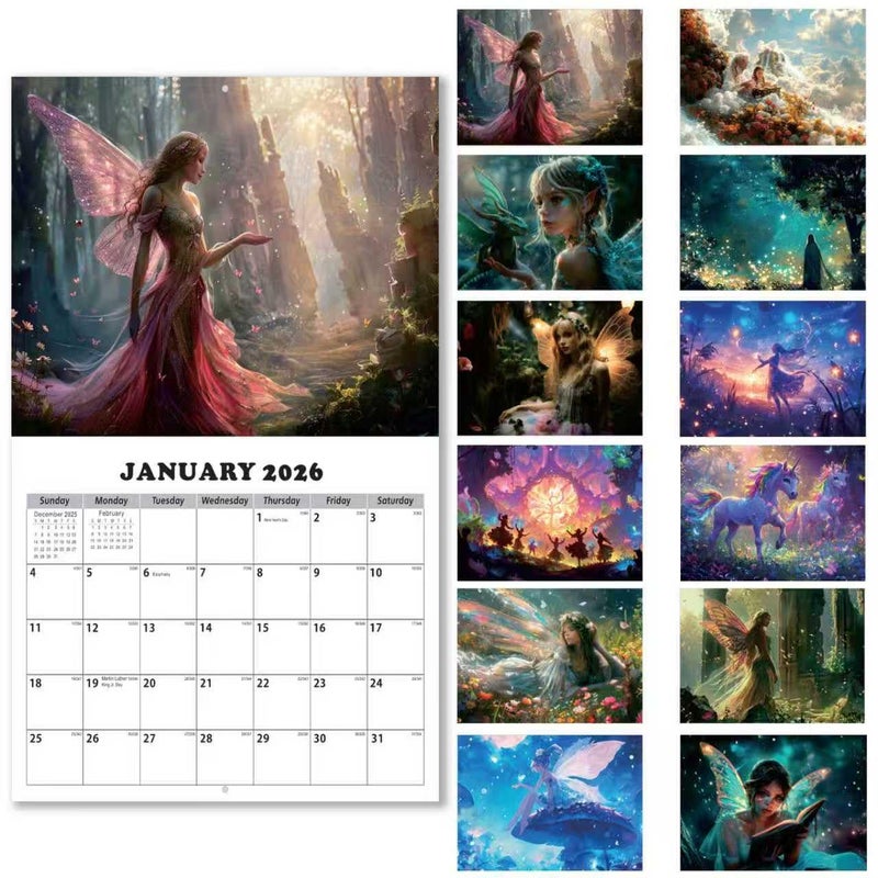 Dayvorax 2026 Wall Calendar - Monthly Calendar 2026-2027, Jan 2026 - Jan 2027, 11" x 16.5", Large Wall Calendar with Thick Paper, Large Blocks, Home or Office Calendar, Magic Fairy - Image 1
