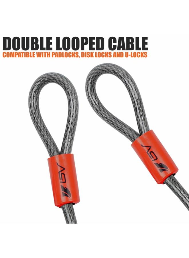 BV 15FT Security Steel Cable with Loops, Braided Steel Flex Cable, Bike Lock Cable 3/8 Inch, for U-Lock and Padlock - Image 5