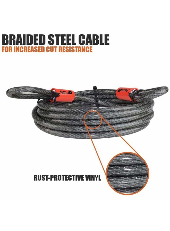 BV 15FT Security Steel Cable with Loops, Braided Steel Flex Cable, Bike Lock Cable 3/8 Inch, for U-Lock and Padlock - Image 4