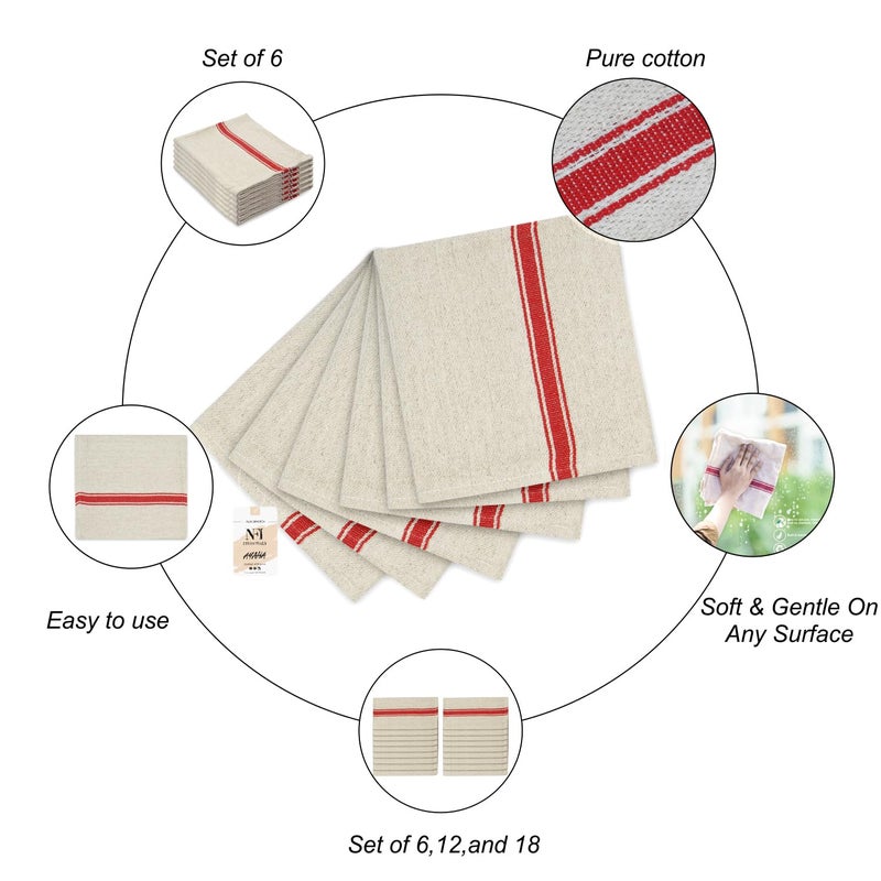NFI essentials Set of 6 Floor Cleaning Duster Pocha Mop Cotton Mopping Cloth for Tiles Marbles Kitchen Dishes Towel Pottu Reusable Mop 21x21 inch - Image 2
