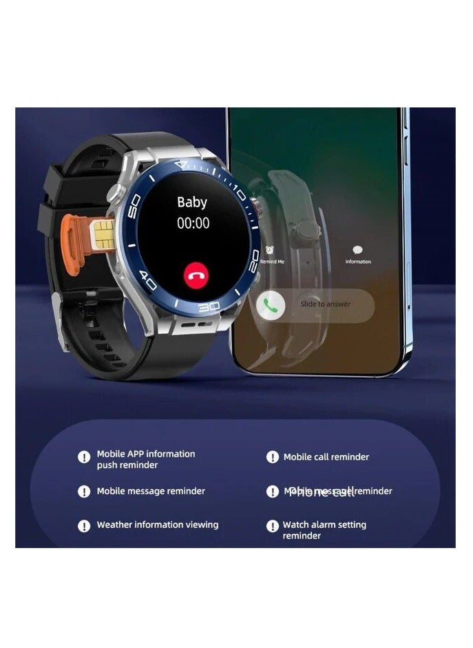 5G Round Shape CY01 Android Smartwatch With Sim Card Slots Camera for Men and Women Wifi 5G Cellular GPS Position 64GB Rom 6GB Ram - Global Version Black (3 Straps )