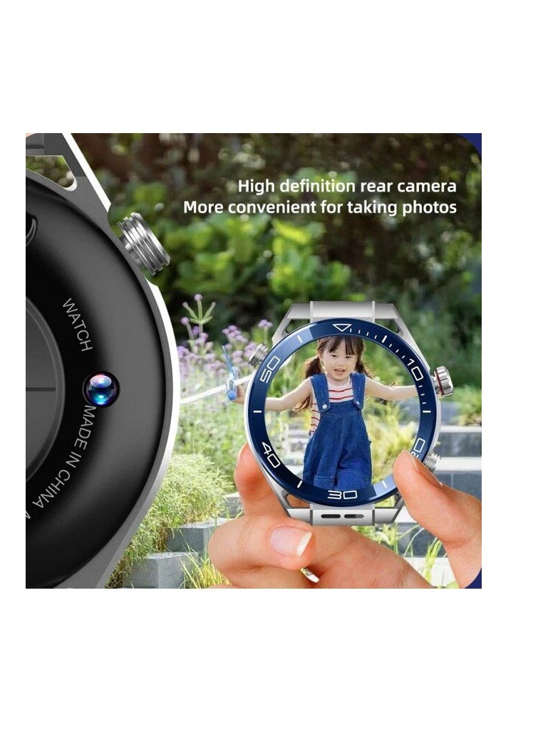 5G Round Shape CY01 Android Smartwatch With Sim Card Slots Camera for Men and Women Wifi 5G Cellular GPS Position 64GB Rom 6GB Ram - Global Version Black (3 Straps )