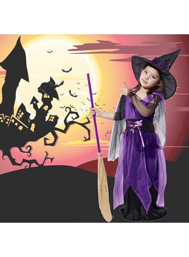 Girls Purple Witch Costume – Kids Halloween Outfit with Dress & Hat – Enchanting Witch Fancy Dress for Girls – Size L (120–130 cm) - Image 4