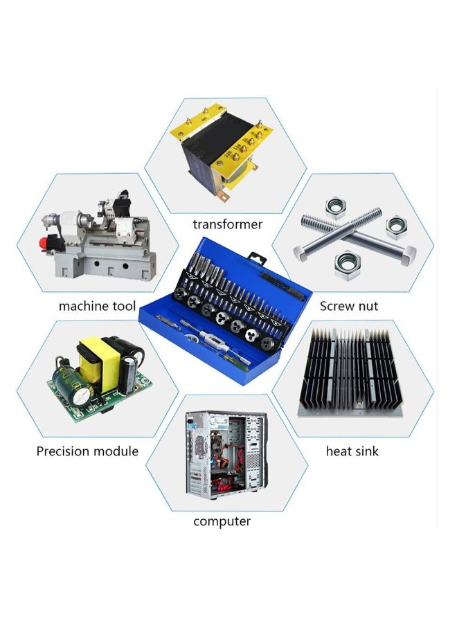 32-Piece Tungsten Carbide Tap Die Screw Thread Making Tool Bit Set With Metal Case Silver 26cm - Image 2