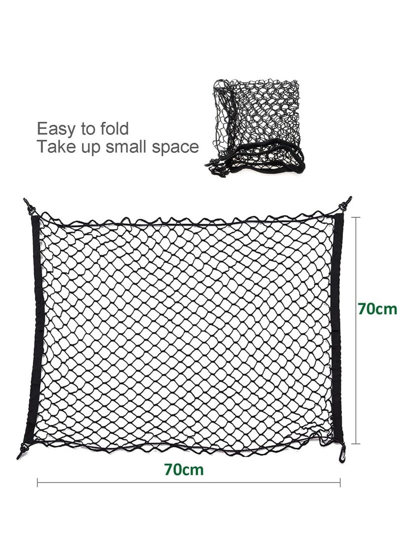 Rubik Car Trunk Net with 4 Hooks 70x70cm, Universal Flexible Nylon Cargo Storage Organizer Luggage Carrier Mesh Net for Nissan Patrol Armada Pathfinder Kicks Juke Murano (2 Pack)  - Image 2