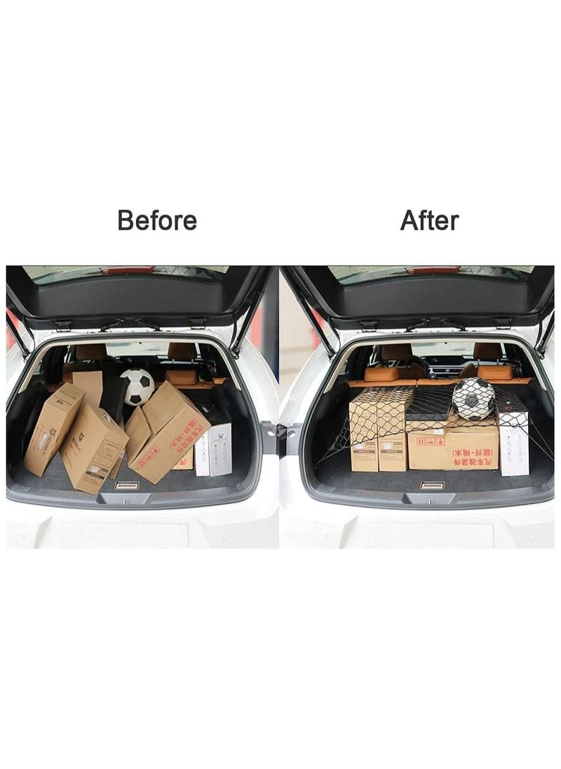 Rubik Car Trunk Net with 4 Hooks 70x70cm, Universal Flexible Nylon Cargo Storage Organizer Luggage Carrier Mesh Net for Nissan Patrol Armada Pathfinder Kicks Juke Murano (2 Pack)  - Image 5