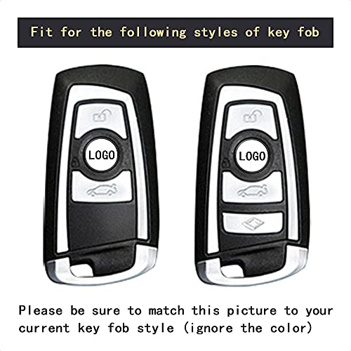 TANGSEN Smart Key Fob Personalized Case Protective Cover Compatible with BMW 1 3 4 5 6 7 Series GT3 GT5 M5 M6 X3 X4 3 4 Button Keyless Entry Remote 3D Twill Weave Carbon Fiber ABS Plastic Emboss - Image 4