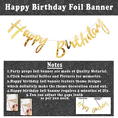 Party Propz Happy Birthday Decoration Combo Kit-76-Blue Cursive HBD Banner (cardstock)(13),Foil Golden 18Star(1)+Golden Confetti Balloons-3+Metallic Balloons Blue-20+White-20+Golden-18 - Image 4