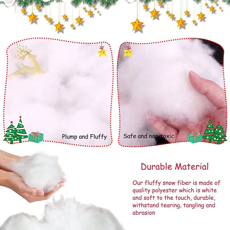 ESINO ESINO Christmas Fake Snow Decor Fiber Artificial Snow Cotton Snow Fluffy Indoor Decoration Flame Resistant Snow Blankets for Winter Mantle Village Nativity Christmas Decoration 56 OZ - Image 3
