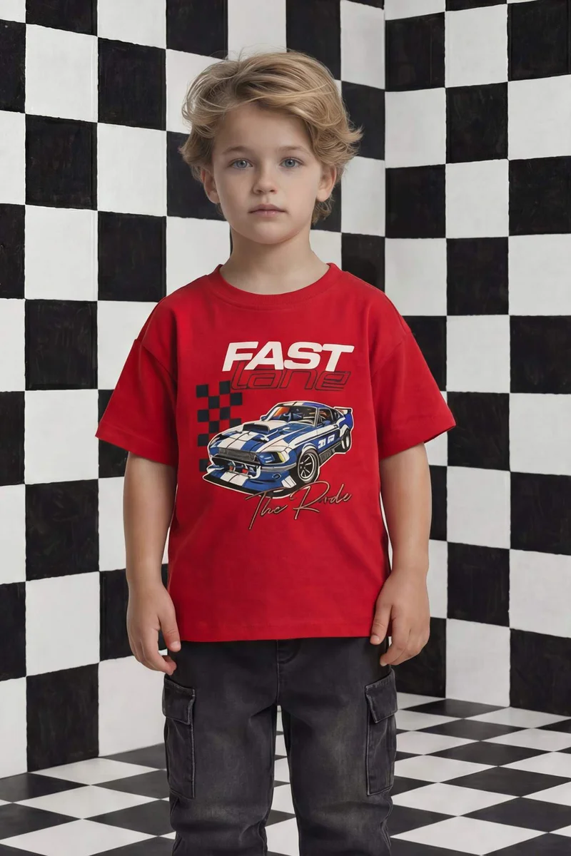 ديفاكتو Baby Boy Crew Neck Printed Short Sleeve T-Shirt