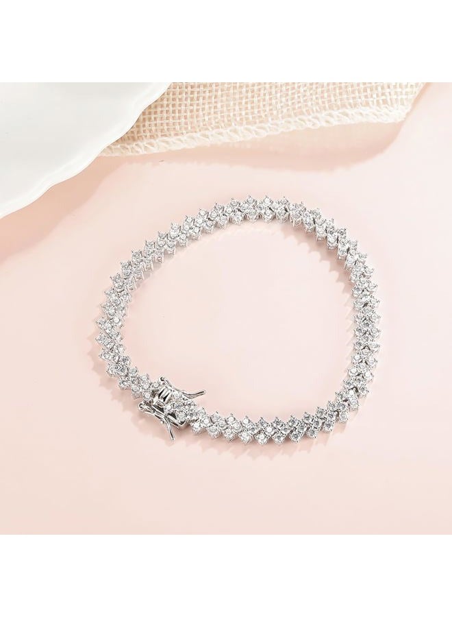 GEMSME Tennis Bracelet for Women 18K White Gold Plated Hypoallergenic Cubic Zirconia Bracelets for Girls Wedding Party Prom 6.5 Inch, 6.5inch, White Gold, Cubic Zirconia - Image 4
