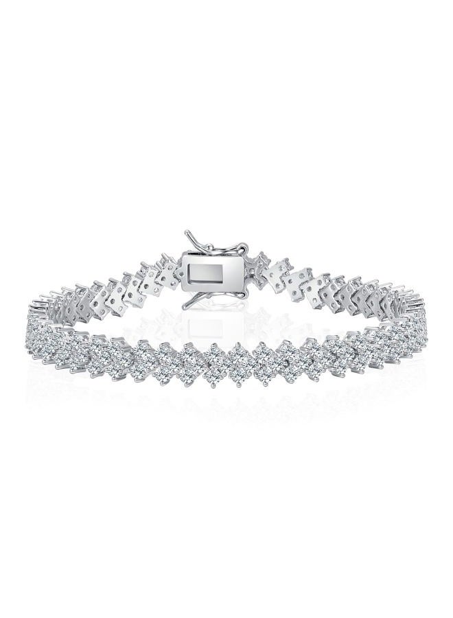 GEMSME Tennis Bracelet for Women 18K White Gold Plated Hypoallergenic Cubic Zirconia Bracelets for Girls Wedding Party Prom 6.5 Inch, 6.5inch, White Gold, Cubic Zirconia - Image 1