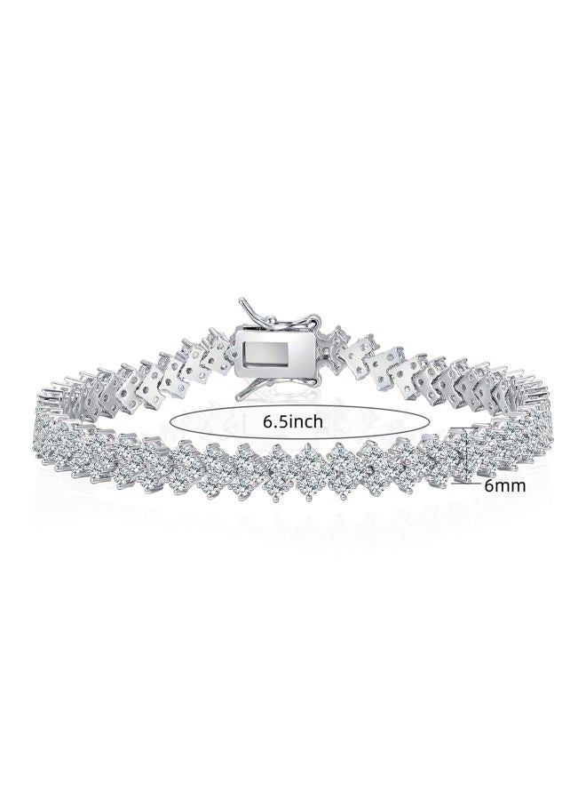 GEMSME Tennis Bracelet for Women 18K White Gold Plated Hypoallergenic Cubic Zirconia Bracelets for Girls Wedding Party Prom 6.5 Inch, 6.5inch, White Gold, Cubic Zirconia - Image 2
