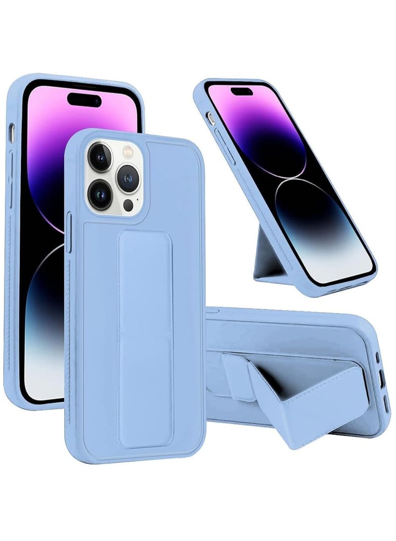 ELTRAZONE iPhone 16 Pro Sky Blue Magnetic Kickstand Case with Premium Silicone, Vertical & Horizontal Hand Strap, and Multi-Stand - Image 1
