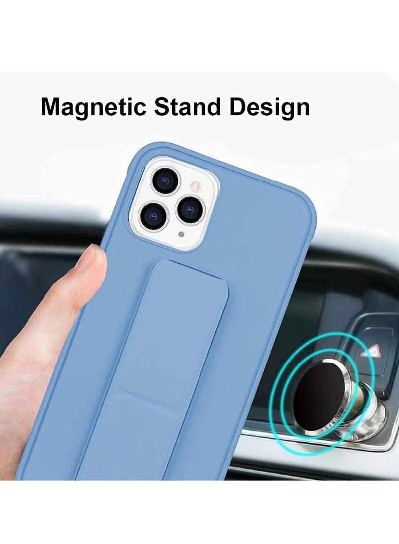 ELTRAZONE iPhone 16 Pro Sky Blue Magnetic Kickstand Case with Premium Silicone, Vertical & Horizontal Hand Strap, and Multi-Stand - Image 3