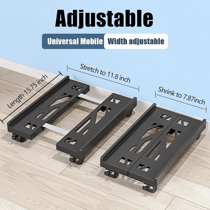 Hmseng Computer Tower Stand, Adjustable Mobile CPU Stand with 4 Rolling Caster Wheels, PC Tower Stand Fits Most PC Under Desk-D-Black - Image 2