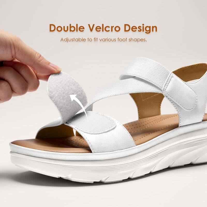 Vilanva Women's Comfortable Walking Sandals White Size 8 - Image 4