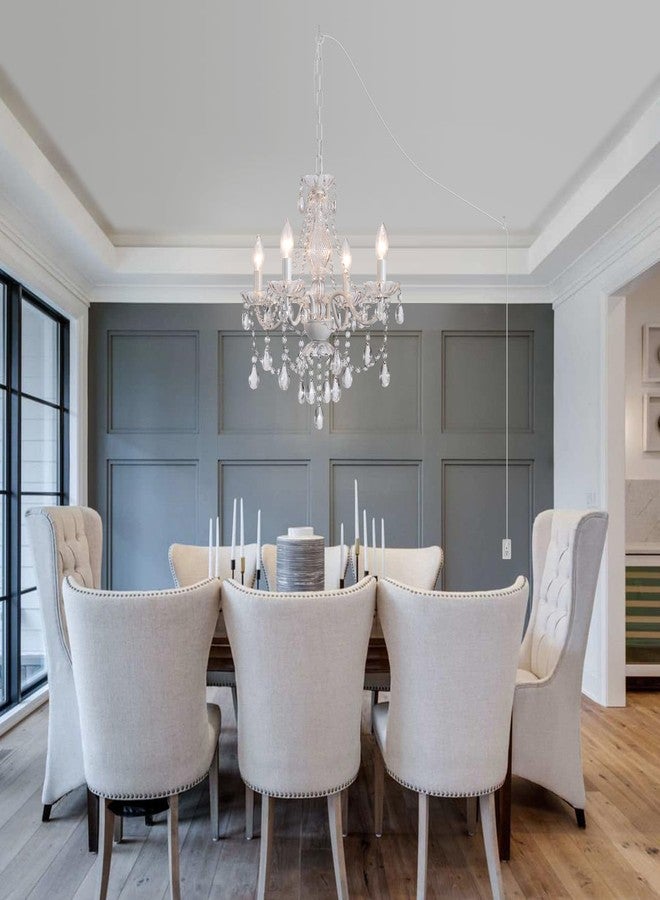 ثريا كريستال سيراميك بيضاء تعمل بالكهرباء، ثريات زجاجية، مصباح معلق كريستالي أبيض مع سلك شفاف وزر تشغيل/إيقاف، ثريا كريستالية بأربعة مصابيح لحفلات الزفاف، المطابخ، غرف الطعام، المداخل، الغرف الصغيرة - Image 5