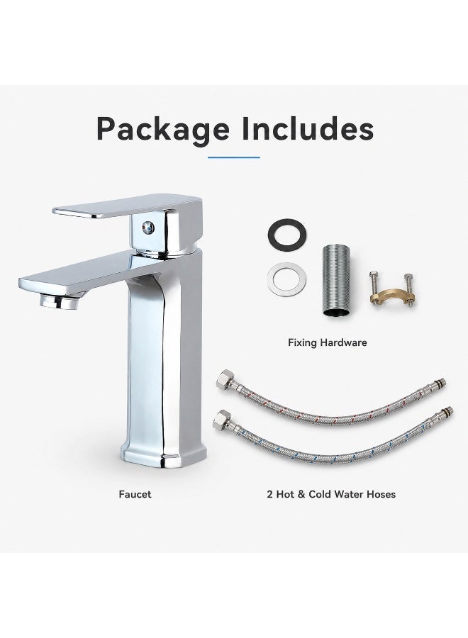 Euro Spring Eurospring Modern Square Basin Mixer Tap with Flat Spout - Solid Brass Chrome - Image 3