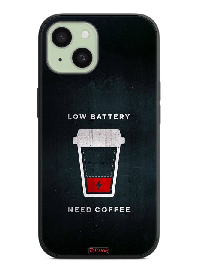 Tolwak Apple iPhone 15 Plus Protective Case Cover Low Battery Need Coffee  - Image 2