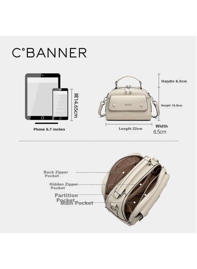 C.banner Women's Leather Handbag Shoulder Crossbody Bag Luxury High-end Birthday Women's Day Gift - Image 3