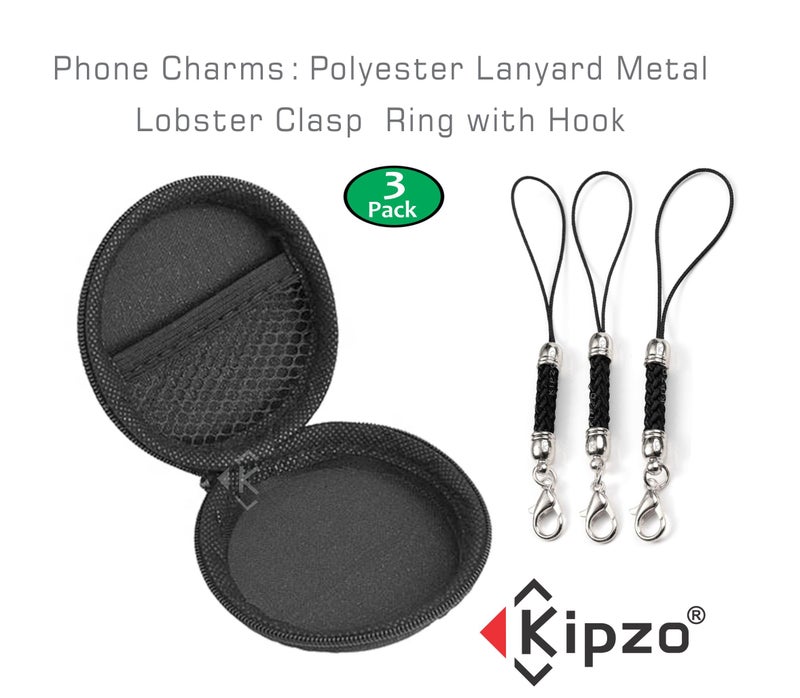 KIPZO® Black Pack of 3 pcs Phone charm lanyard Strap lobster clasp lock cord mobile Cover keyring key chain Pendrive Badge Holders cute for girls DIY Jewellery accessory decorative thread Ring Hook - Image 4
