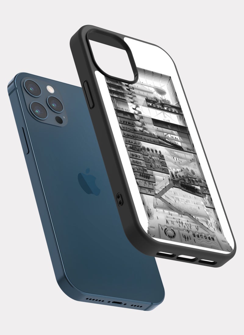 بكسلات كفر ايفون 12 برو ماكس رمادي تصميم معماري - Image 2