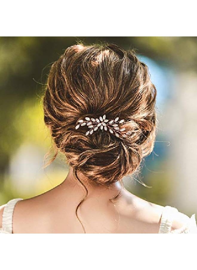 Unicra Bride Wedding Crystal Hair Pins Bridal Hair Pieces Wedding Hair Accessories For Women And Girls (Rose Gold)  - Image 1