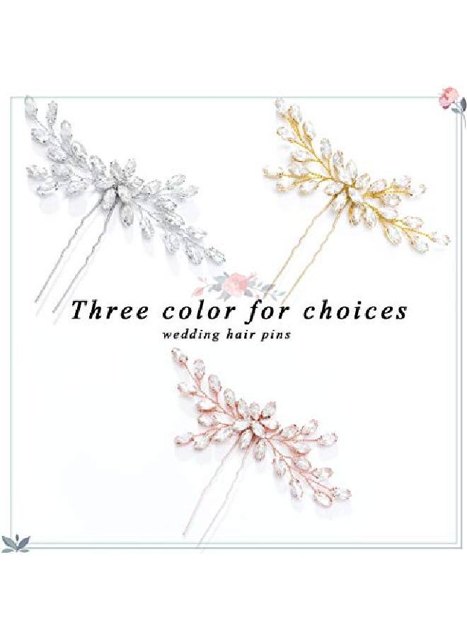 Unicra Bride Wedding Crystal Hair Pins Bridal Hair Pieces Wedding Hair Accessories For Women And Girls (Rose Gold)  - Image 3